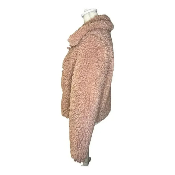 LC Lauren Conrad Women’s XS Toggle Cropped Faux-Fur Jacket Soft Mauve - Picture 2 of 5